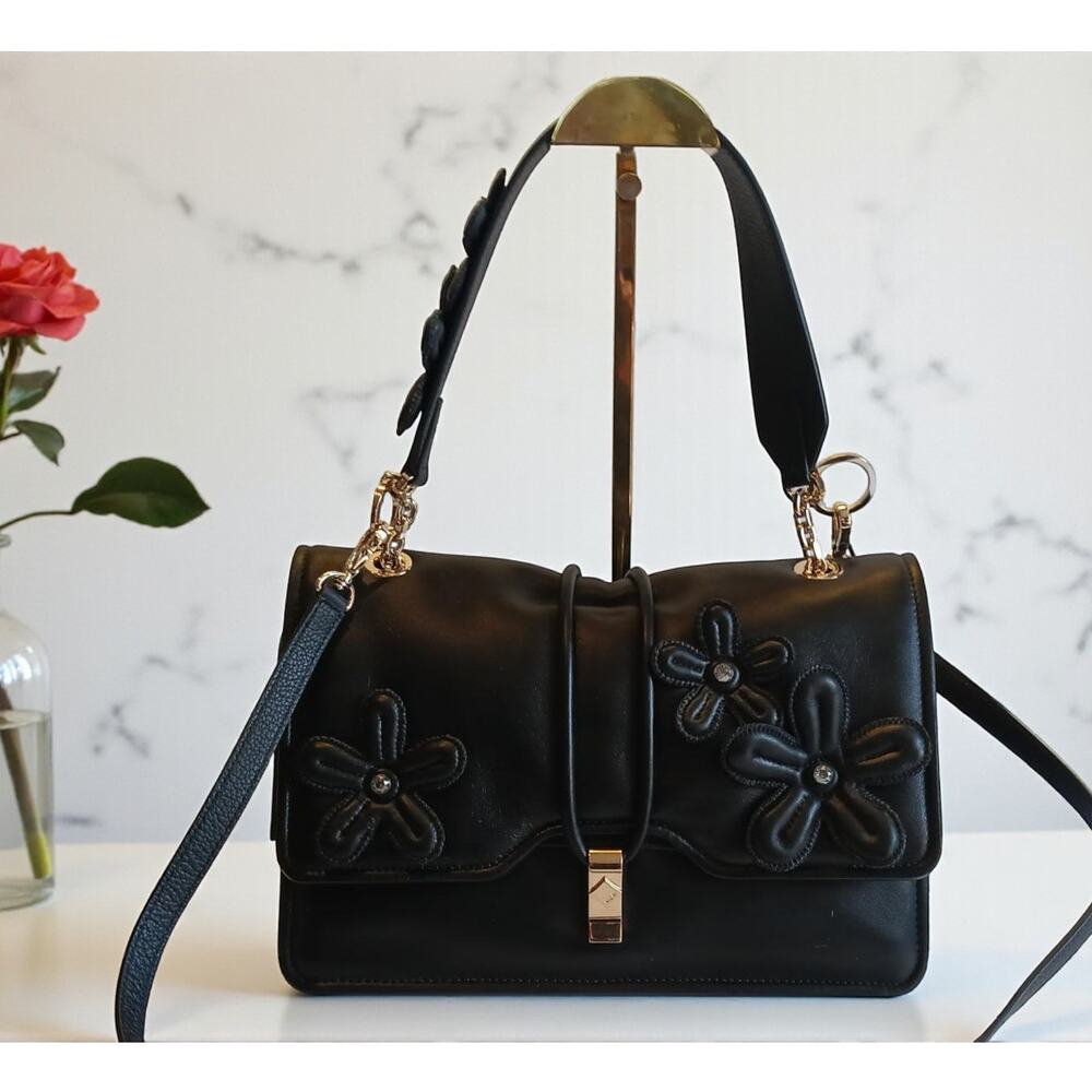 NWT MCM Limited Collection Medium Floral Appliqué Leather Shoulder/Crossbody Bag